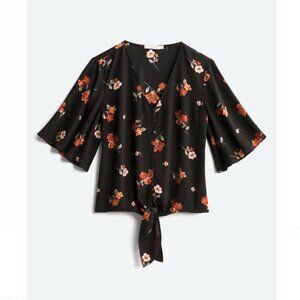 Tie Front Floral Blouse